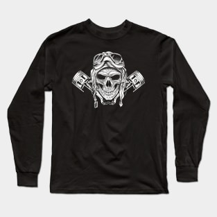 Bike skull with helmet illustration Long Sleeve T-Shirt